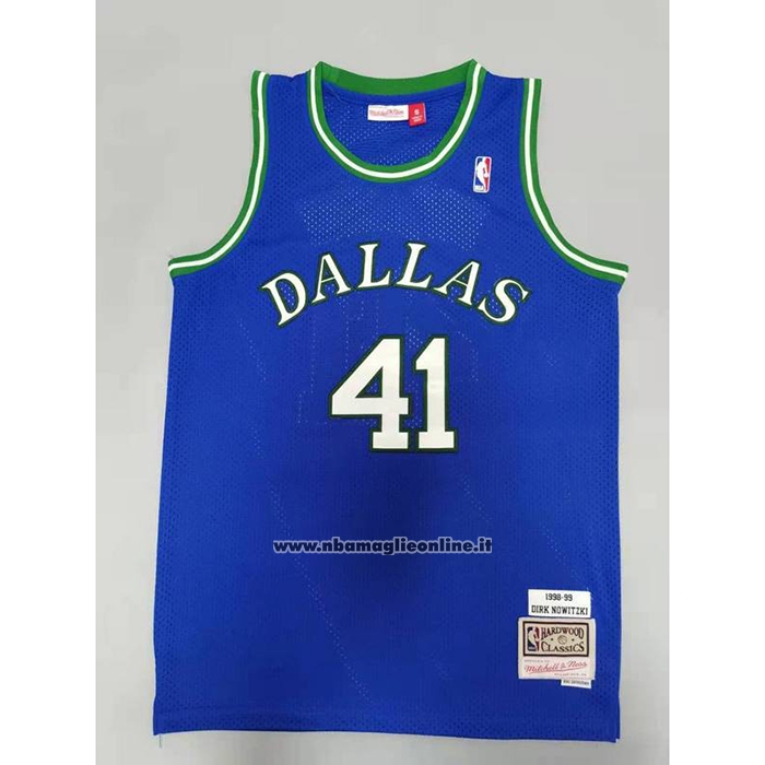 Maglia Dallas Mavericks Dirk Nowitzki #41 Mitchell & Ness 1998-99 Blu